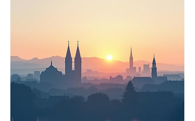 Moderne Architektur und Skyline von Zürich bei Sonnenaufgang, symbolisierend Stabilität und Fortschritt