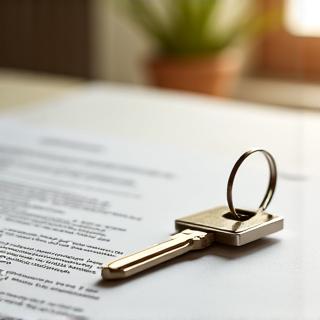 Schlüssel auf Vertragsdokumenten, symbolisiert Wohnungssicherung